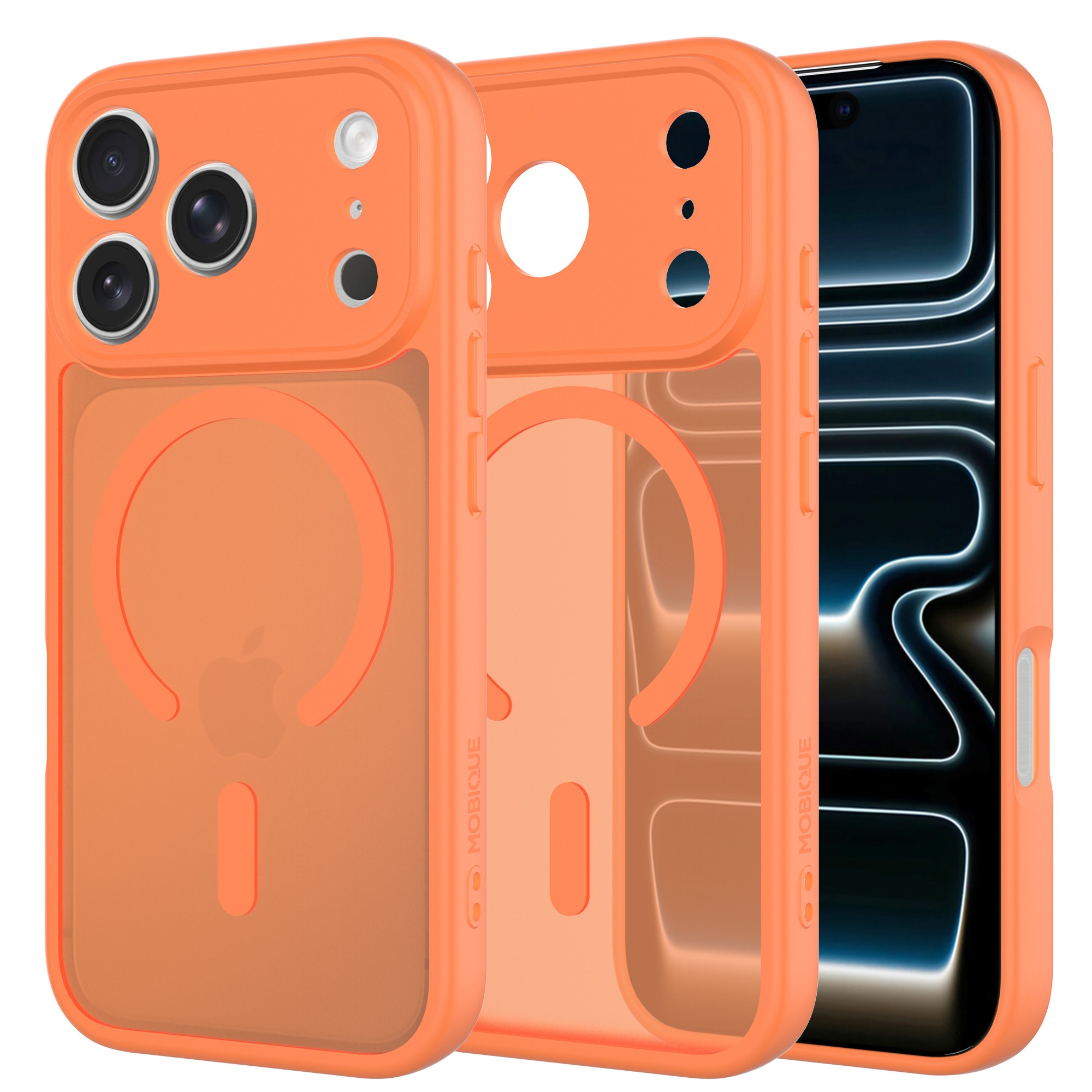 iPhone 17 Pro Max Hybrid-deksel Magnetisk,  Frosted Orange