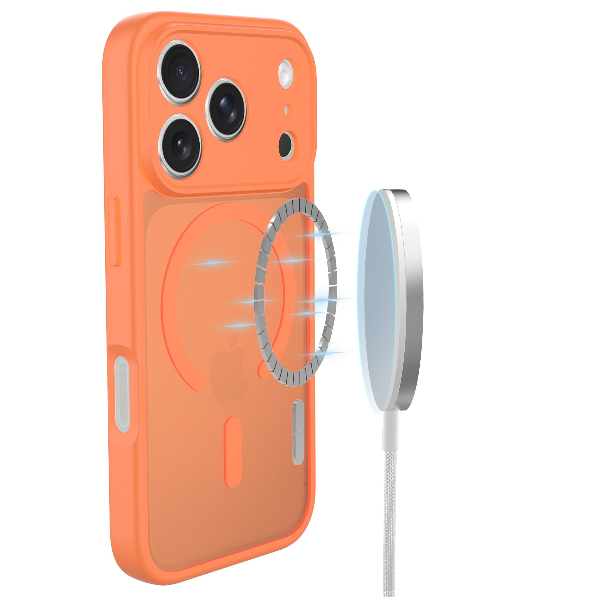 iPhone 17 Pro Max Hybrid-deksel Magnetisk,  Frosted Orange