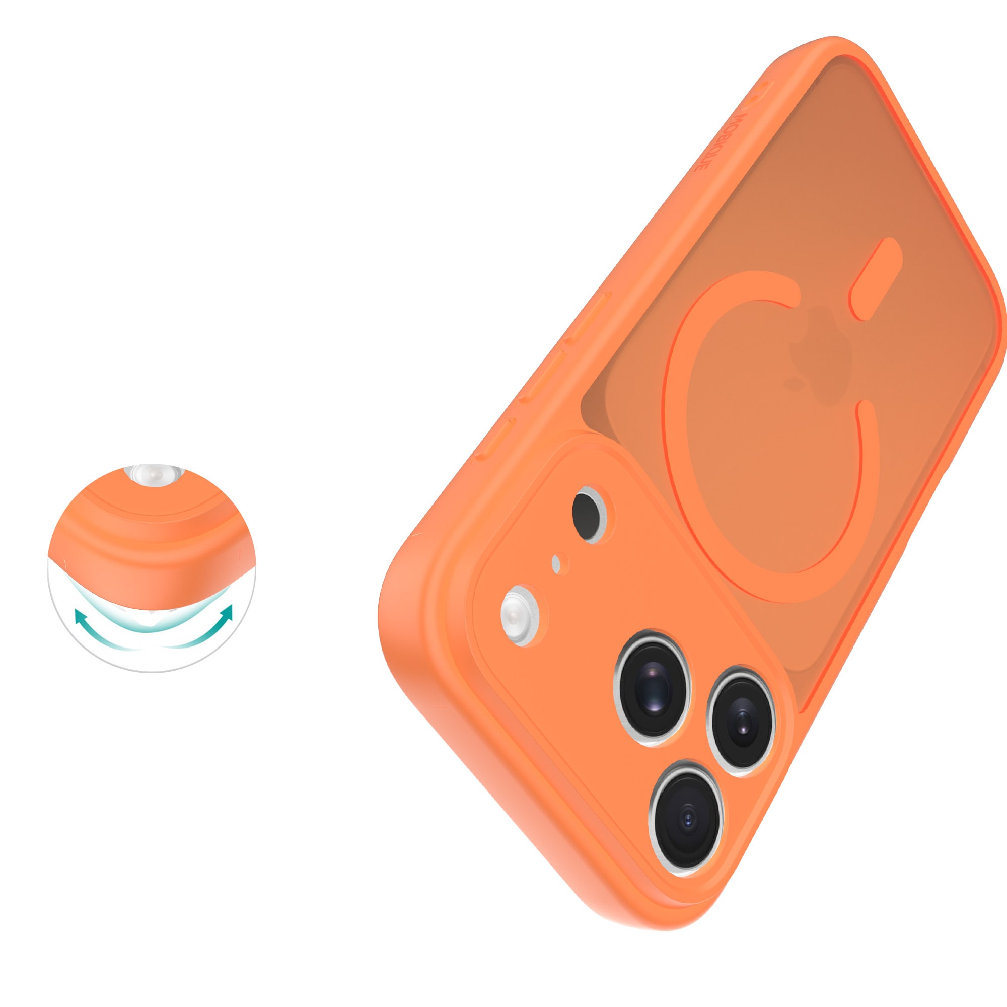iPhone 17 Pro Max Hybrid-deksel Magnetisk,  Frosted Orange