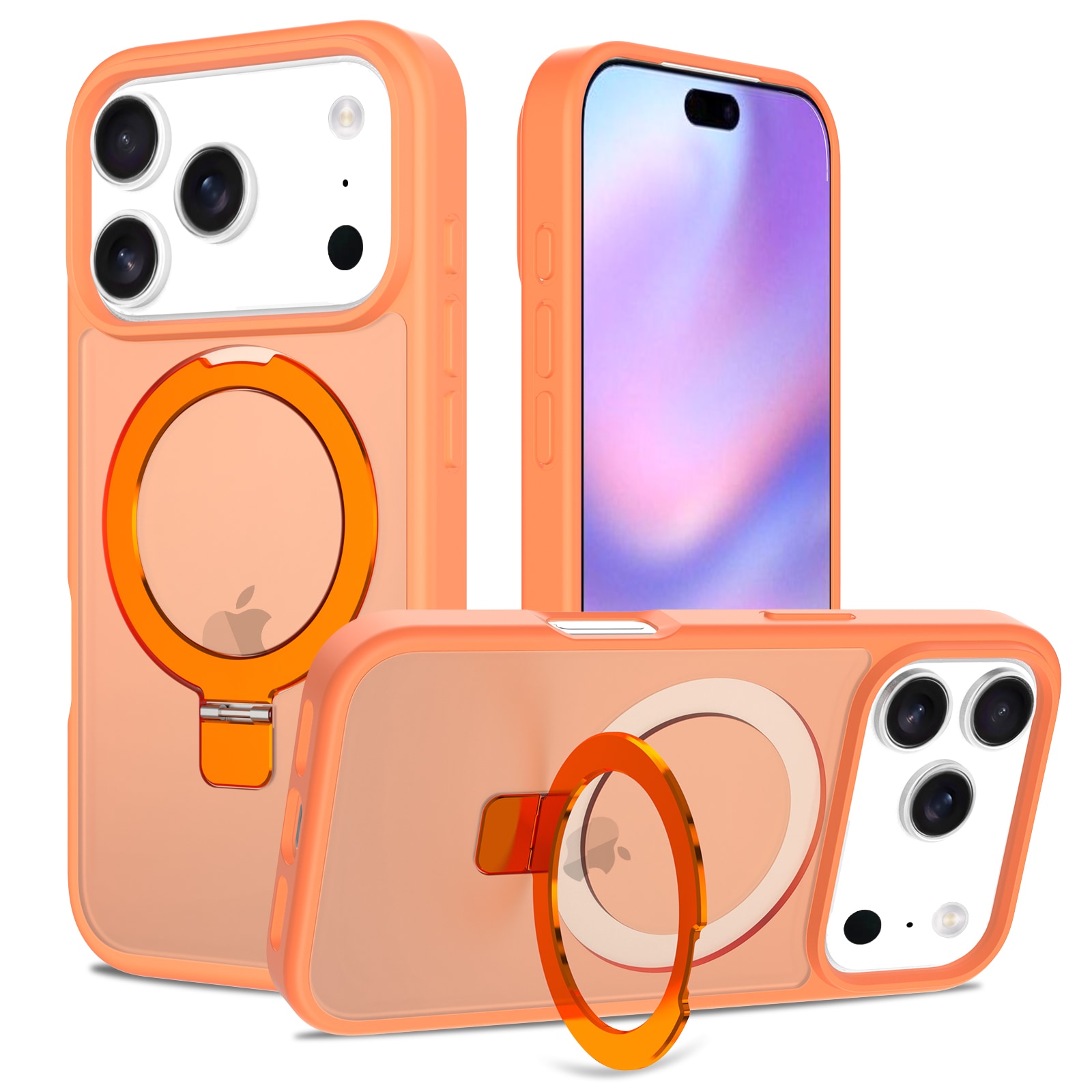 iPhone 17 Pro Max Magnetic hybriddeksel med stativfunksjon, Oransje