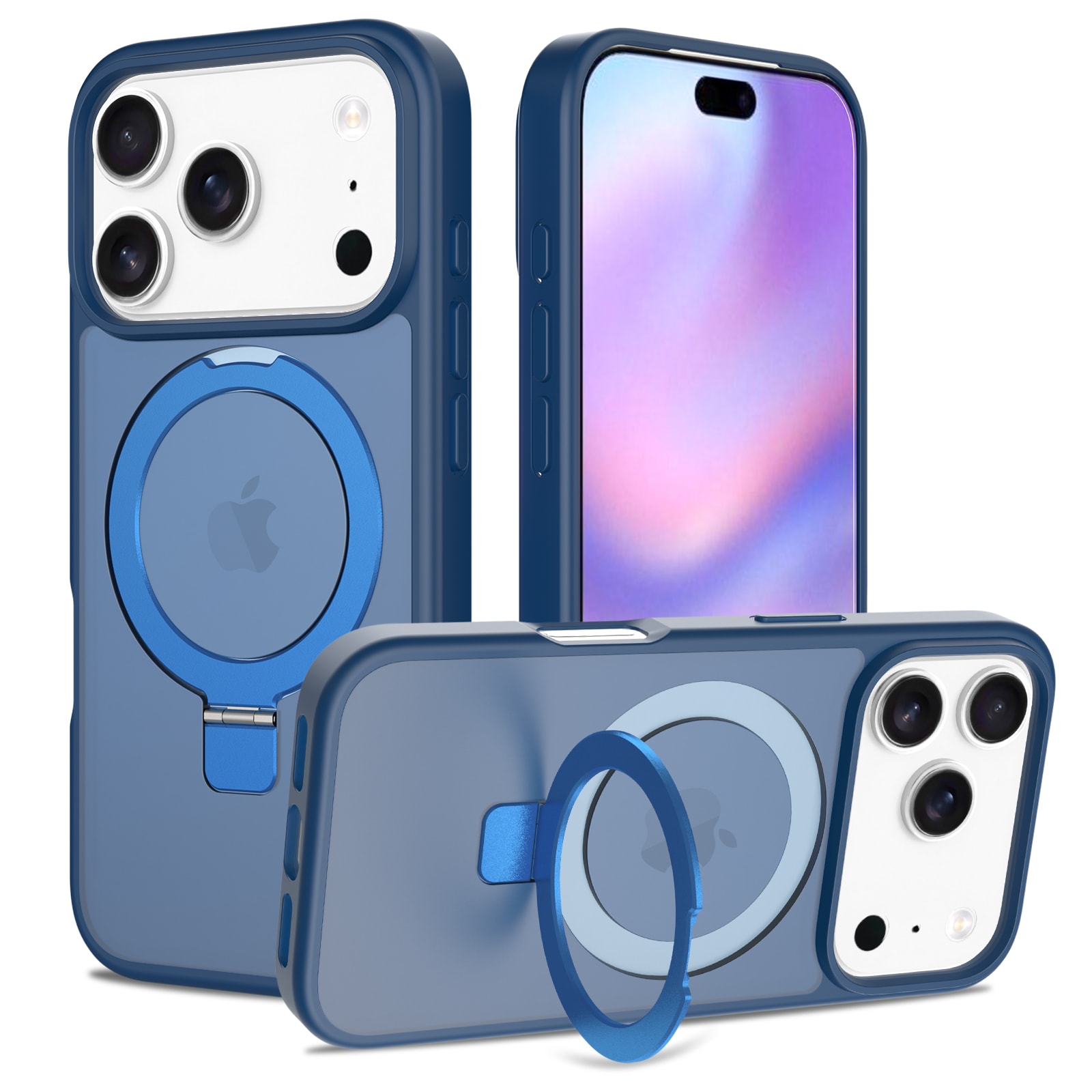 iPhone 17 Pro Magnetic hybriddeksel med stativfunksjon, Mørke blå
