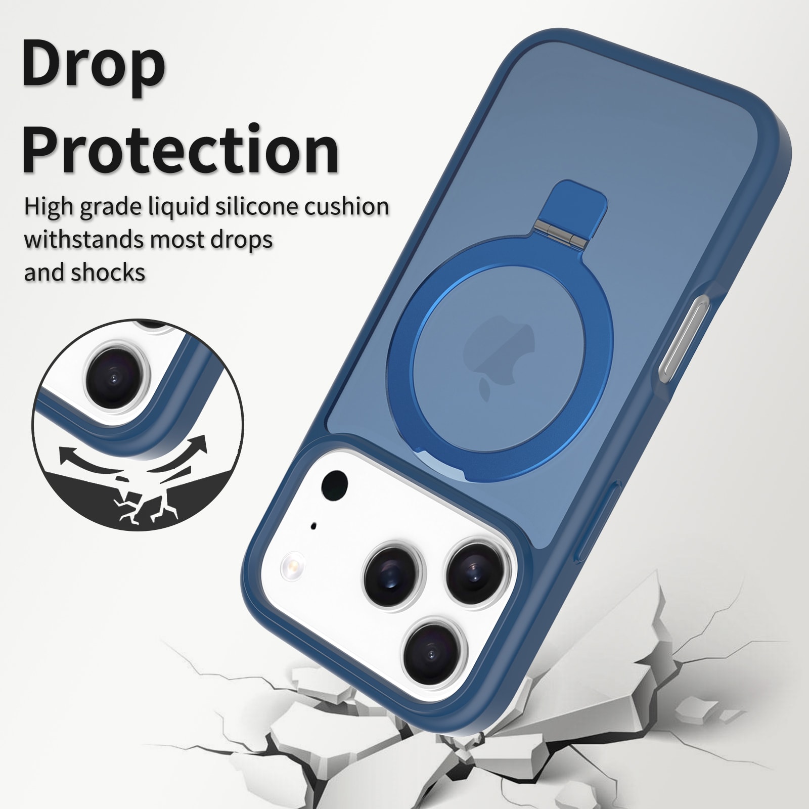 iPhone 17 Pro Magnetic hybriddeksel med stativfunksjon, Mørke blå