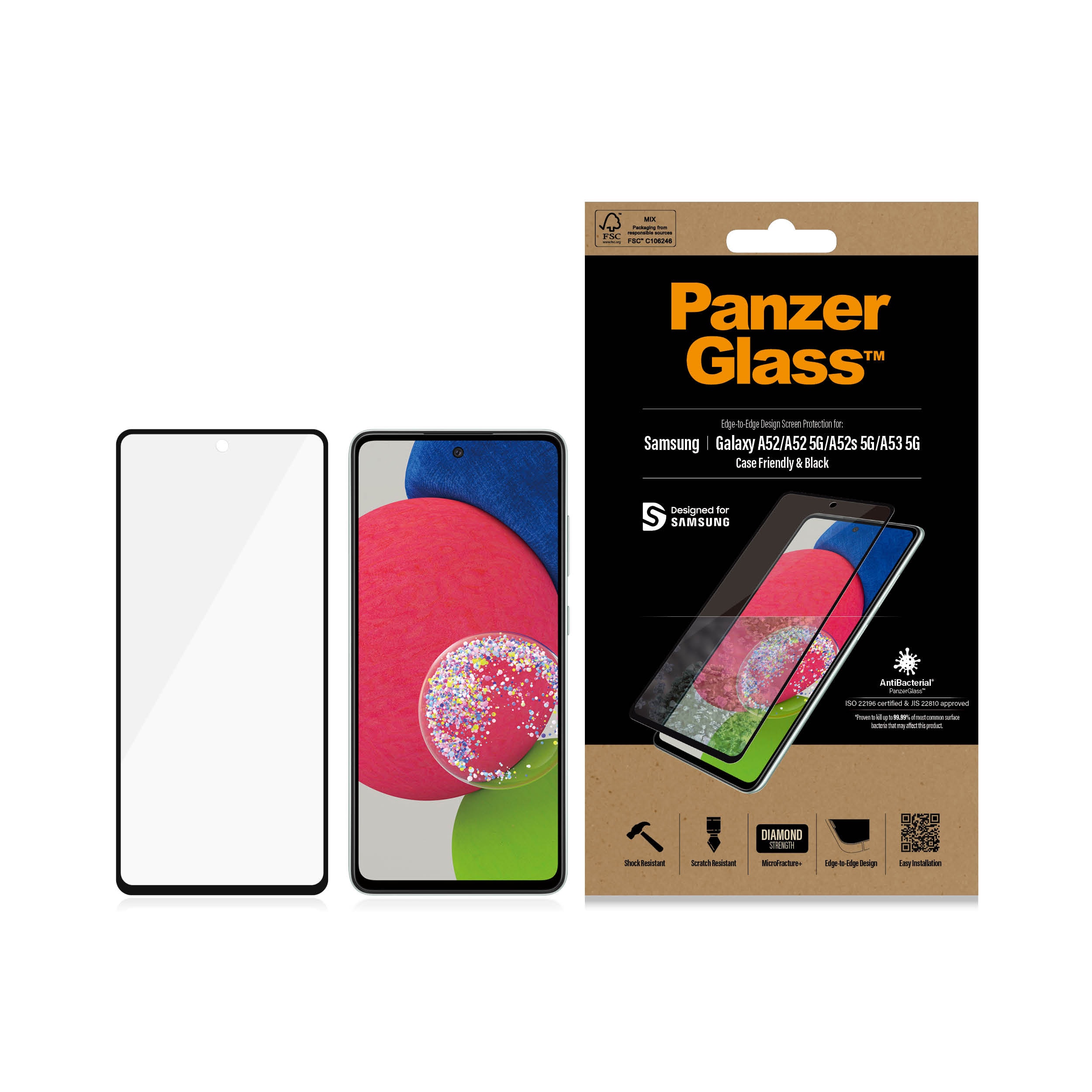 Samsung Galaxy A52 5G Skjermbeskytter i ripemotstandig herdet glass - Edge-to-Edge
