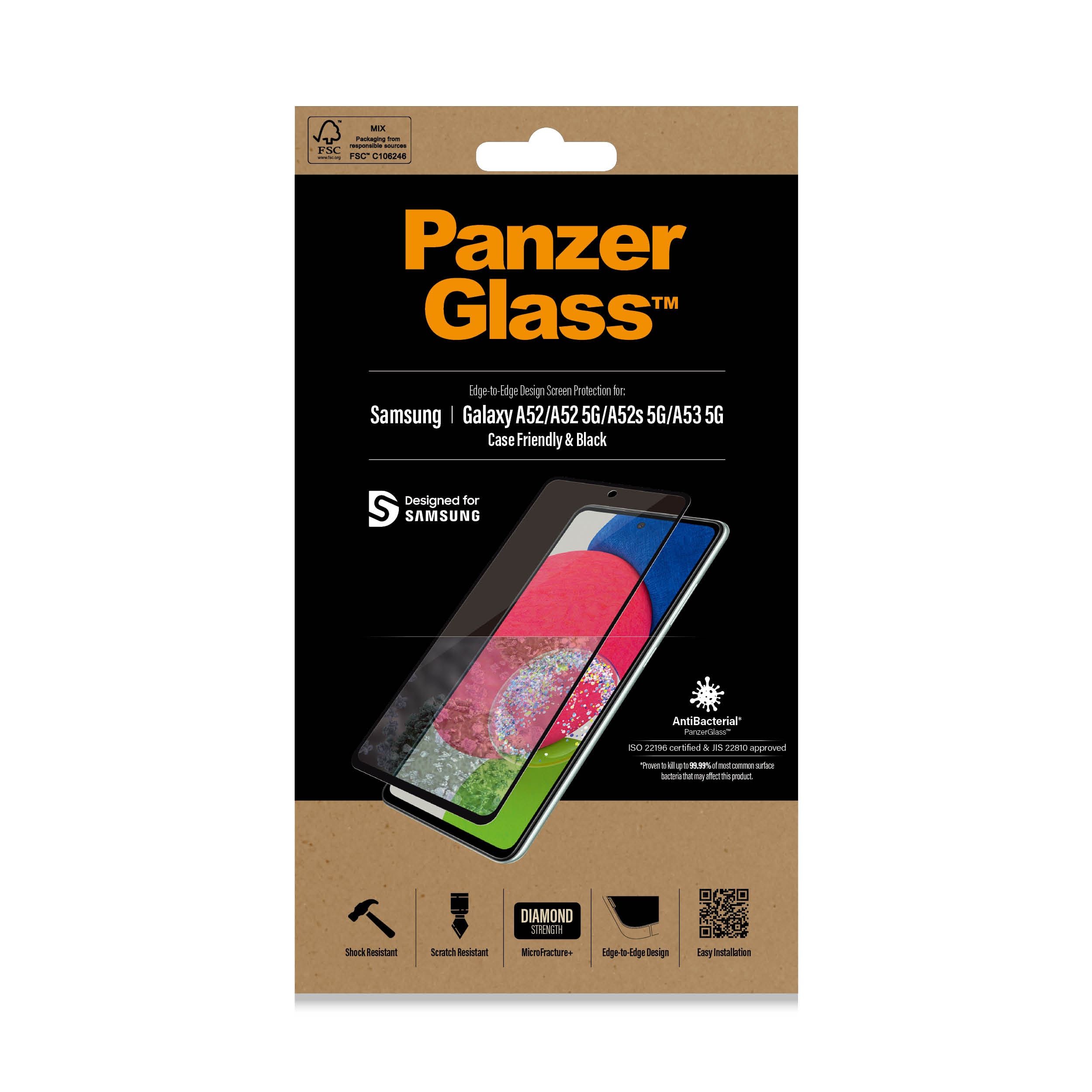 Samsung Galaxy A52 5G Skjermbeskytter i ripemotstandig herdet glass - Edge-to-Edge