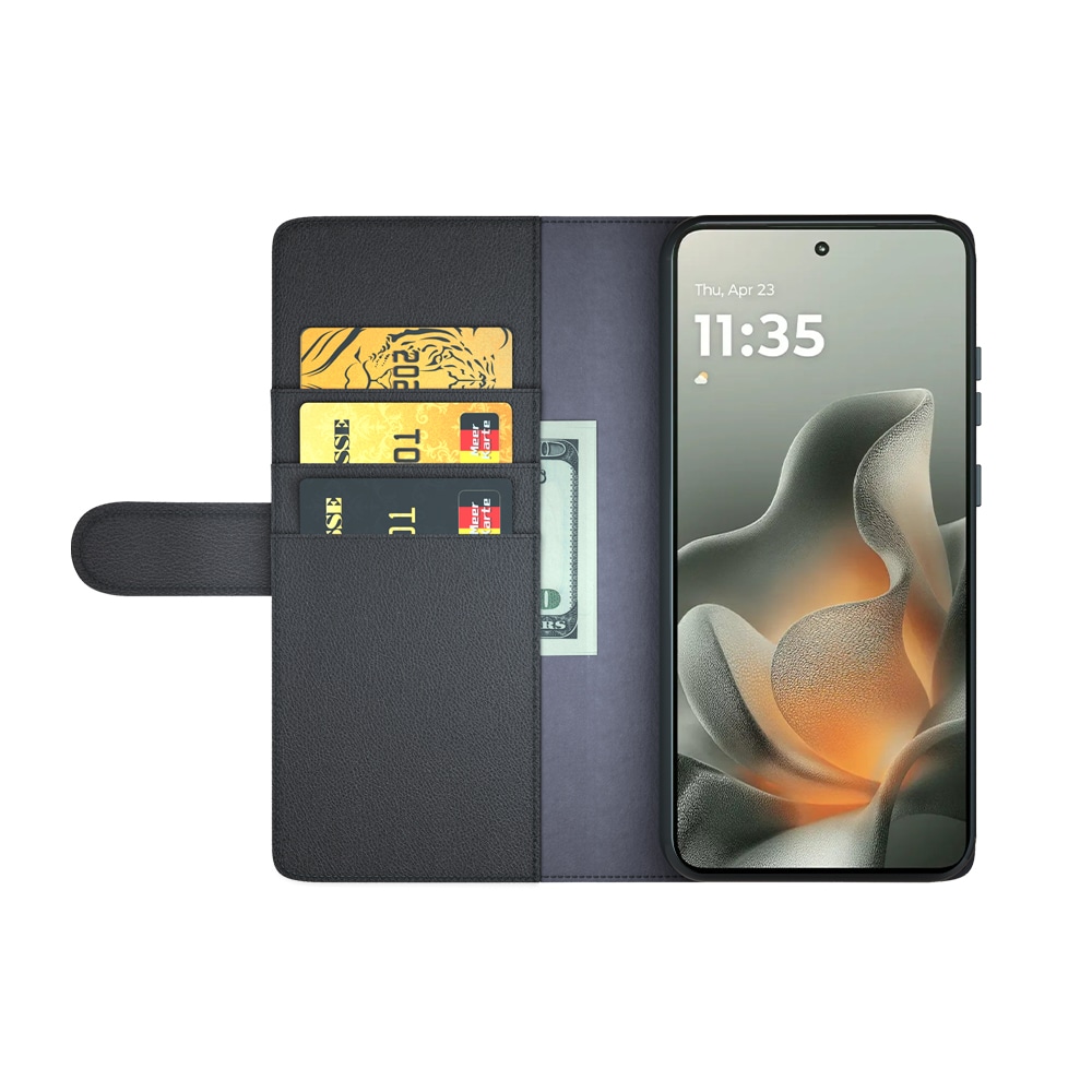 Motorola Edge 70 Lommeboketui i ekte skinn, Svart