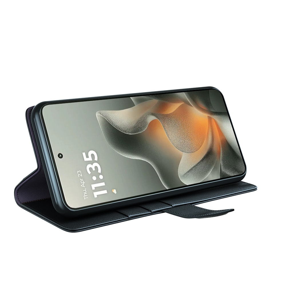Motorola Edge 70 Lommeboketui i ekte skinn, Svart
