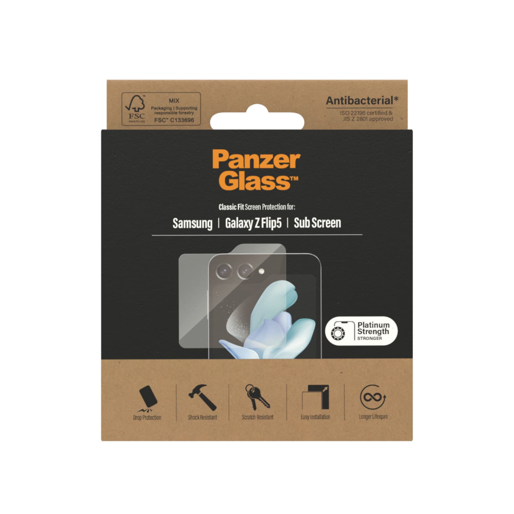 Samsung Galaxy Z Flip 5 Ytre skjermbeskytter i ripebestandig herdet glass - Ultra Wide Fit