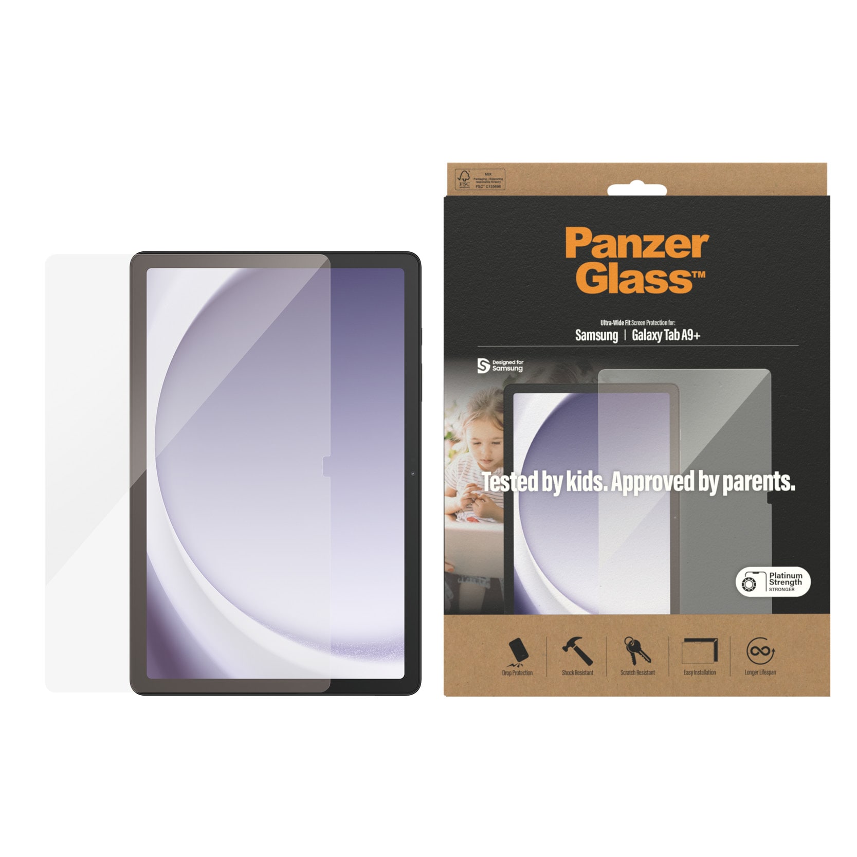 Samsung Galaxy Tab A9 Plus Skærmbeskytter i ridsefast hærdet glas - Ultra Wide Fit