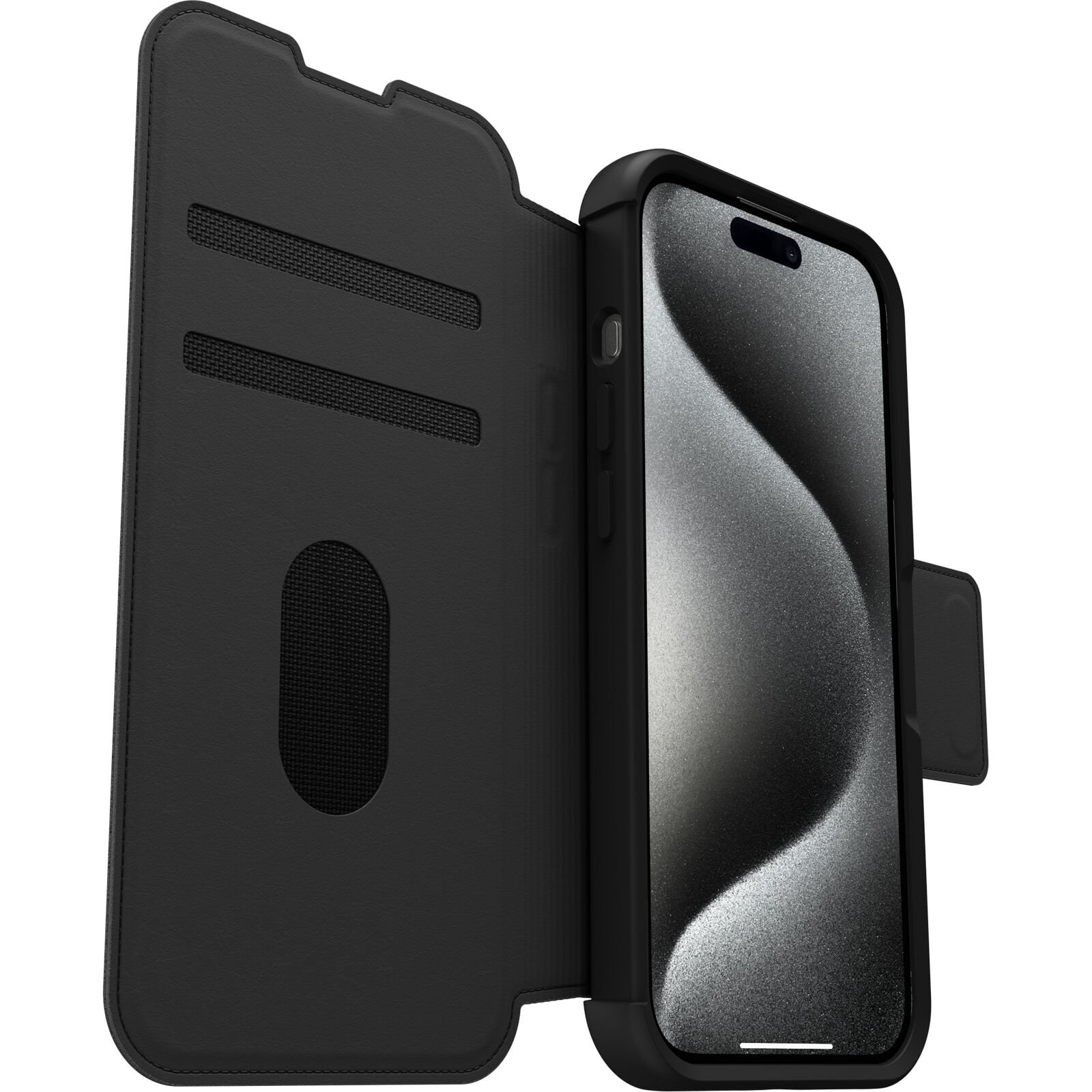 iPhone 15 Pro Lommeboketui med MagSafe Strada, Svart