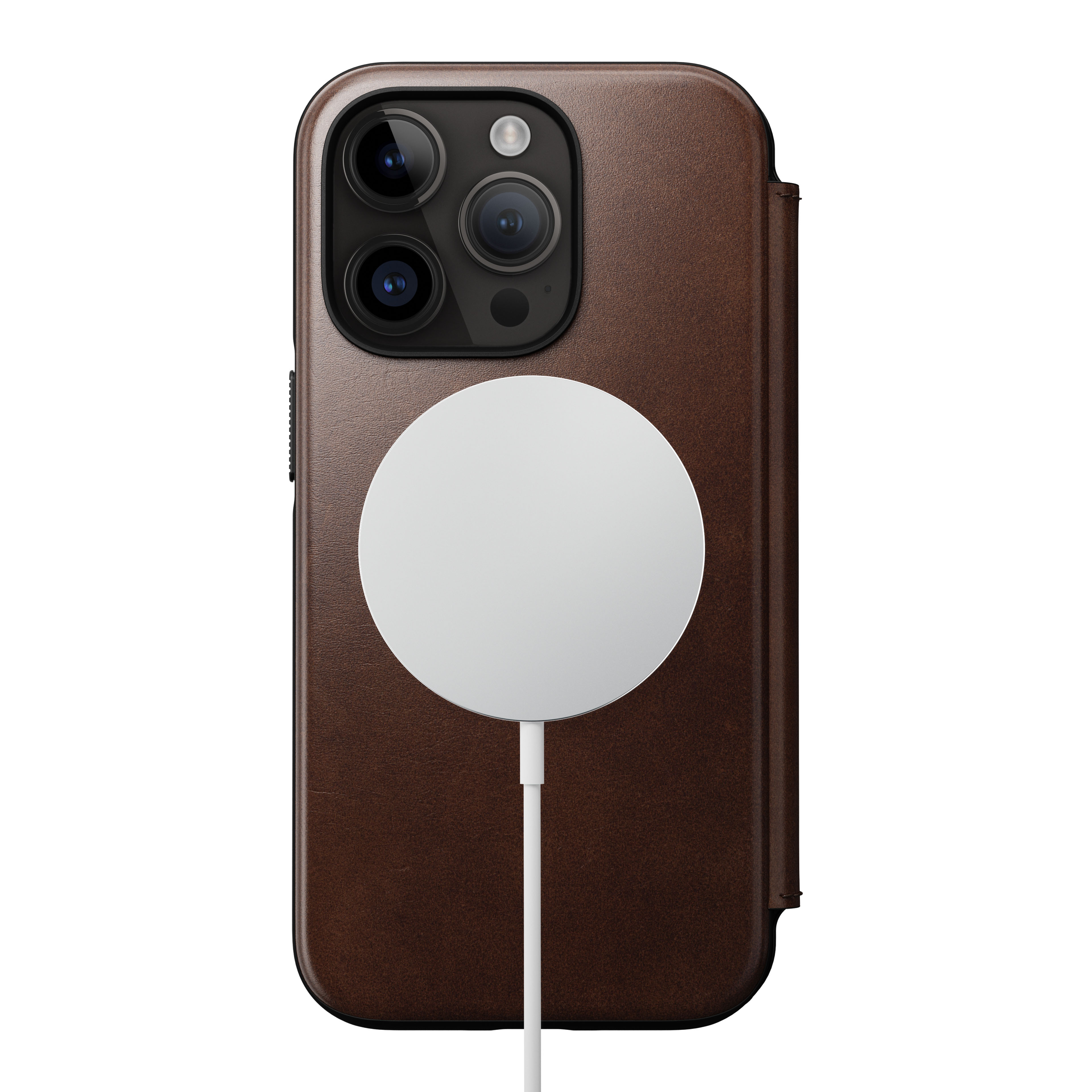 iPhone 14 Pro Skinnetui MagSafe - Modern Horween Leather Folio Brun