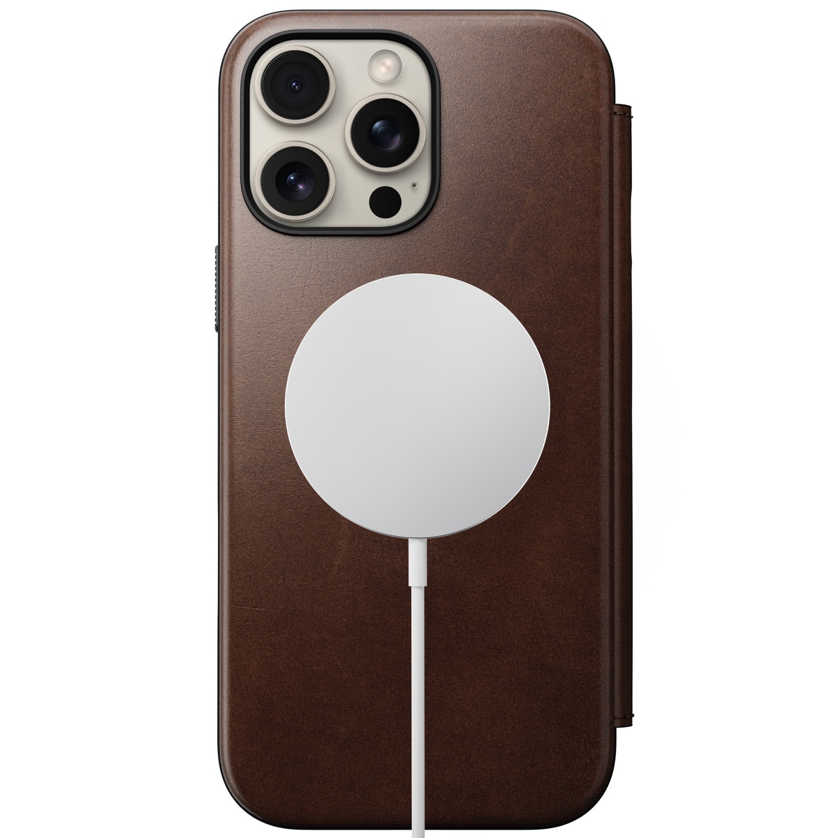 iPhone 16 Pro Max Skinnetui MagSafe - Modern Horween Leather Folio Rustic Brown
