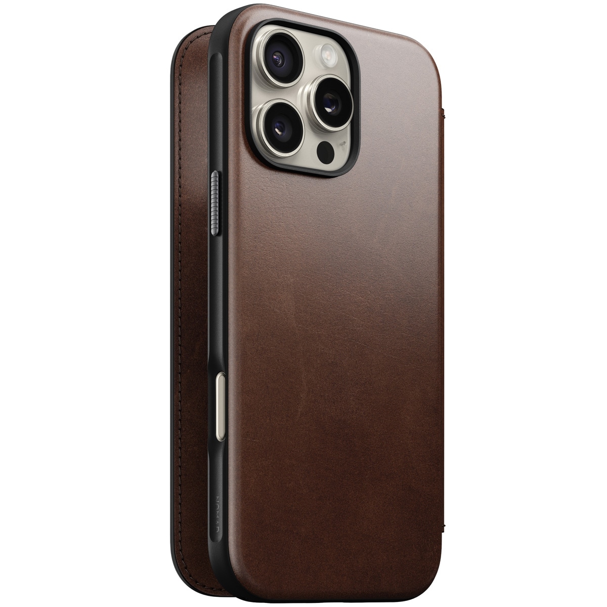iPhone 16 Pro Max Skinnetui MagSafe - Modern Horween Leather Folio Rustic Brown