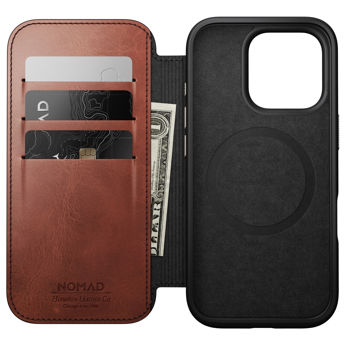 iPhone 16 Pro Skinnetui MagSafe - Modern Horween Leather Folio Olde Dublin