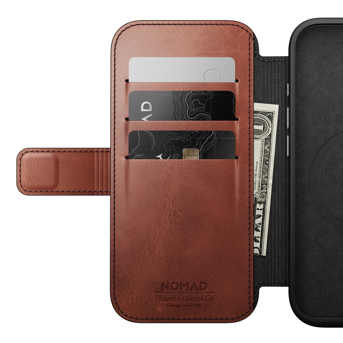 iPhone 16 Pro Skinnetui MagSafe - Modern Horween Leather Folio Olde Dublin