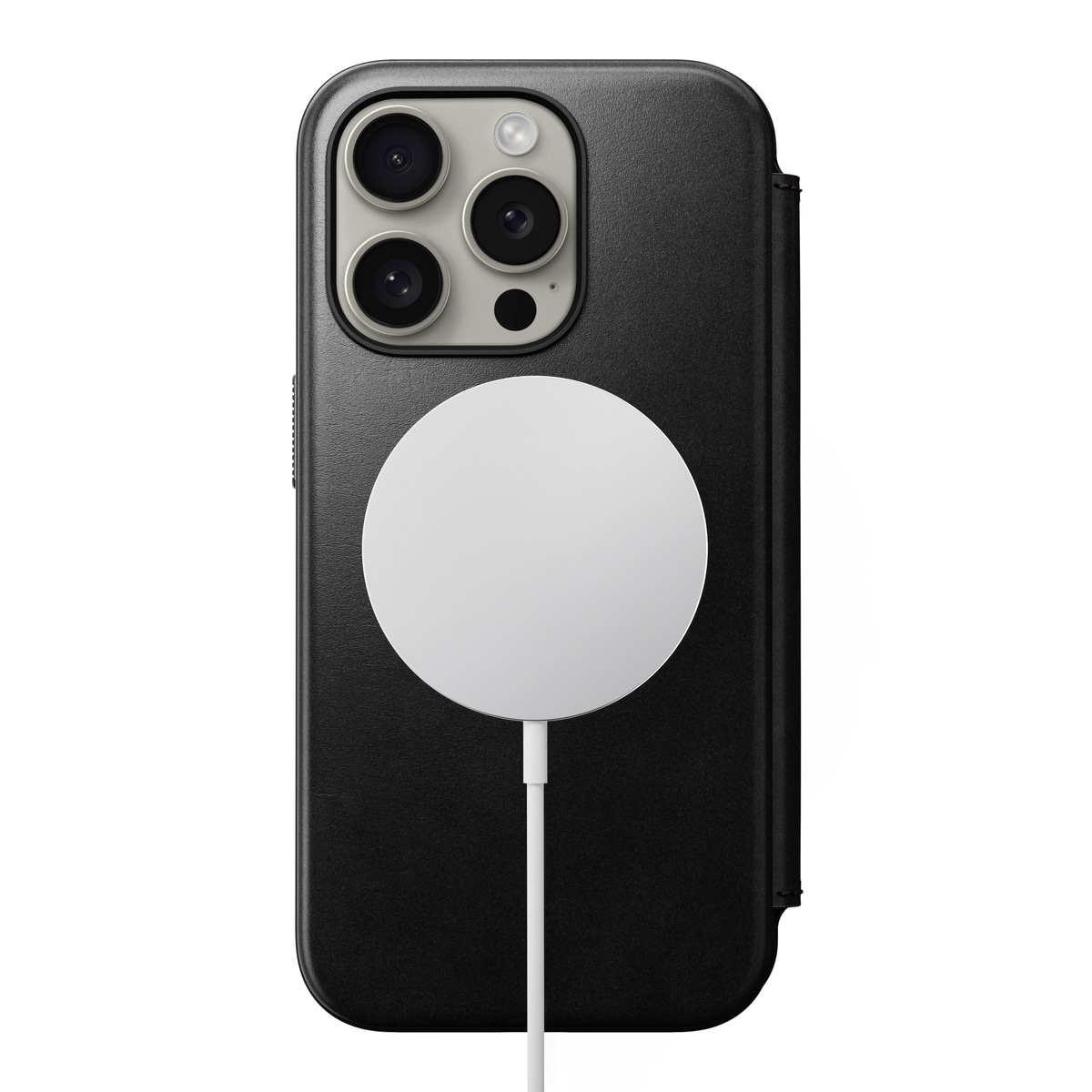 iPhone 15 Pro Skinnetui MagSafe - Modern Horween Leather Folio Black
