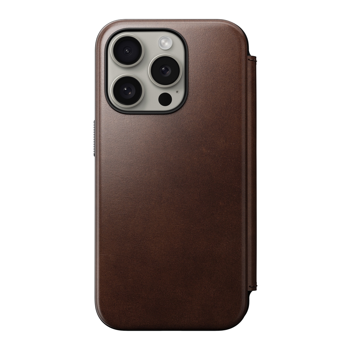 iPhone 15 Pro Skinnetui MagSafe - Modern Horween Leather Folio Rustic Brown