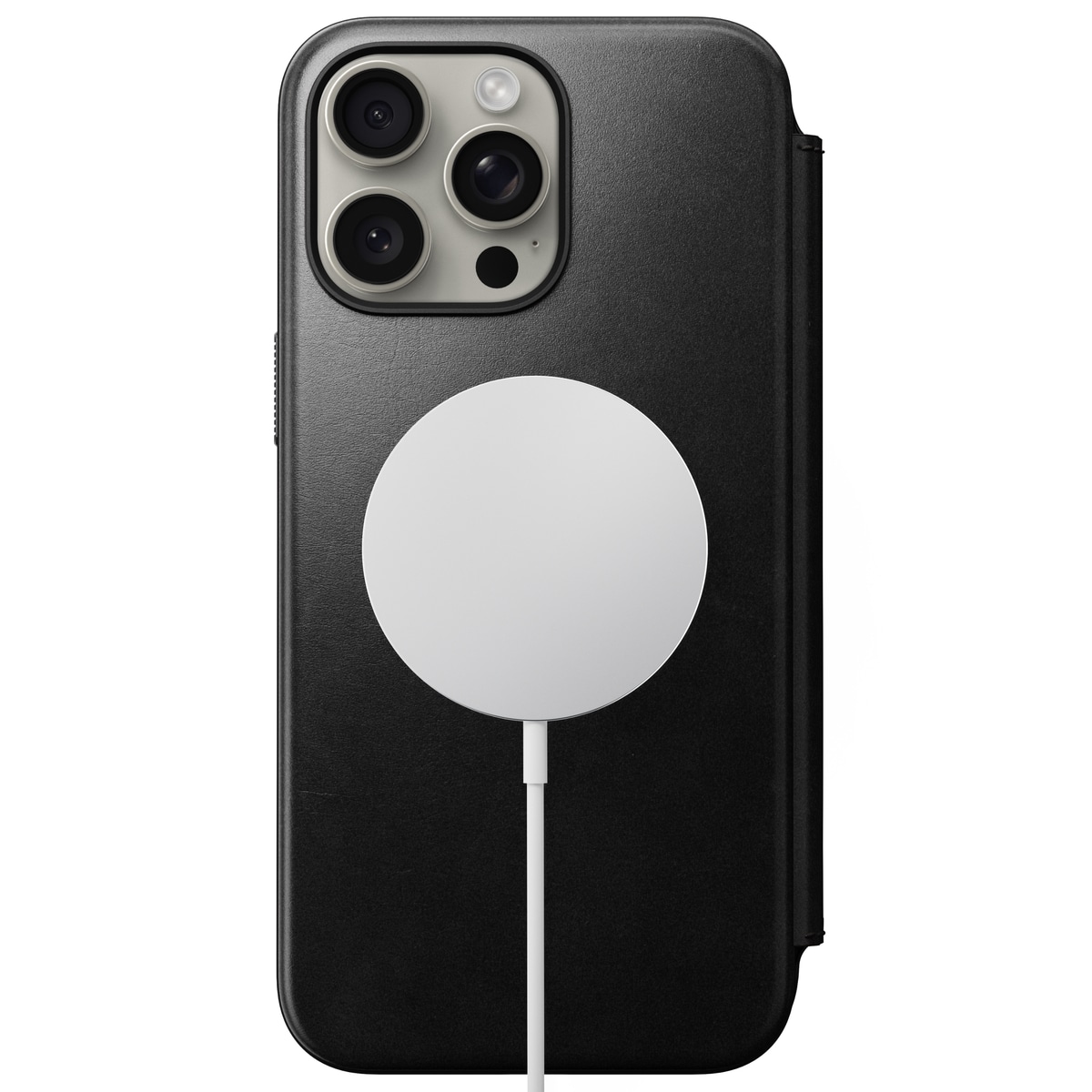 iPhone 15 Pro Max Skinnetui MagSafe - Modern Horween Leather Folio Black