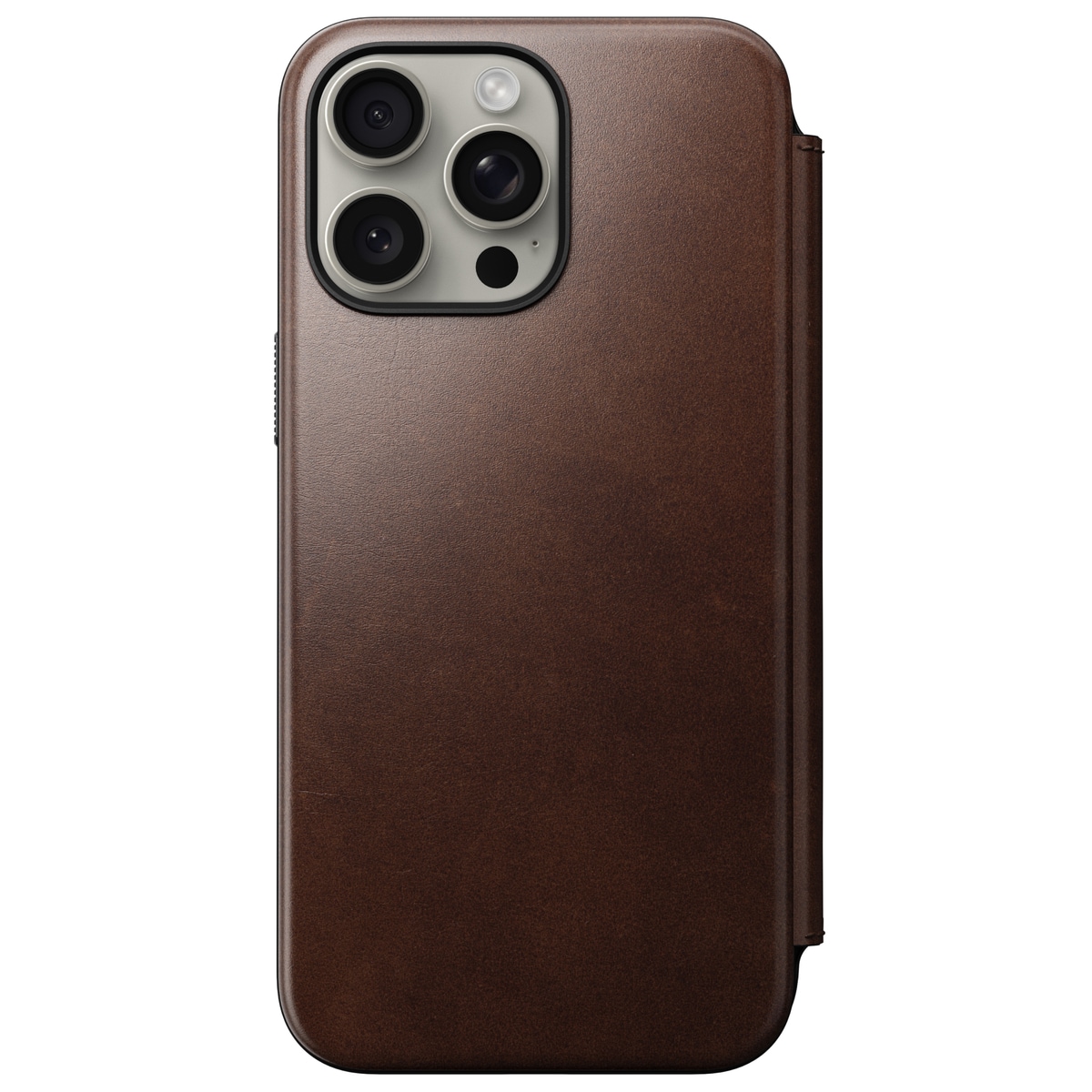 iPhone 15 Pro Max Skinnetui MagSafe - Modern Horween Leather Folio Rustic Brown
