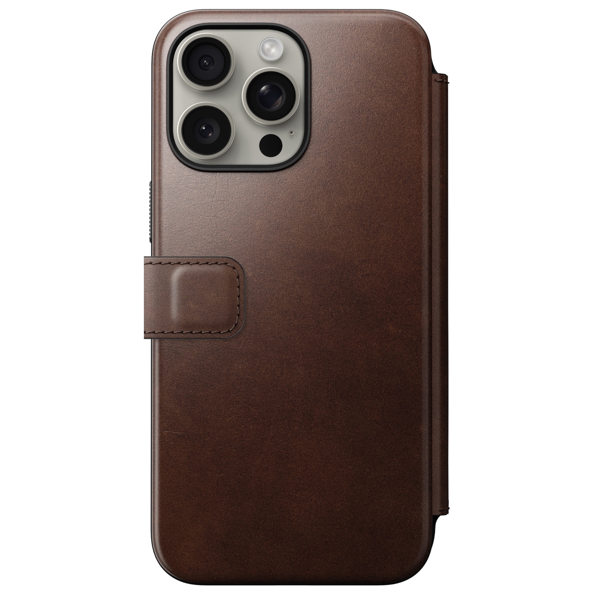 iPhone 15 Pro Max Skinnetui MagSafe - Modern Horween Leather Folio Rustic Brown
