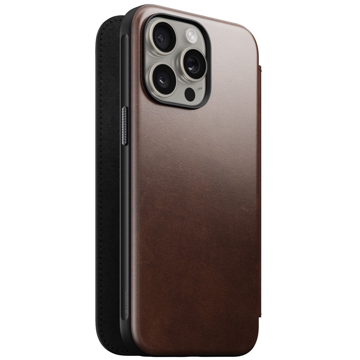 iPhone 15 Pro Max Skinnetui MagSafe - Modern Horween Leather Folio Rustic Brown