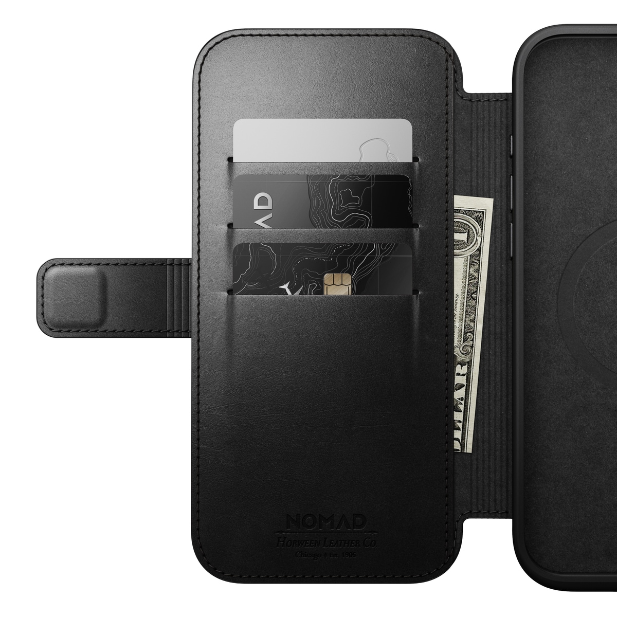 iPhone 16 Pro Max Skinnetui MagSafe - Modern Horween Leather Folio Black