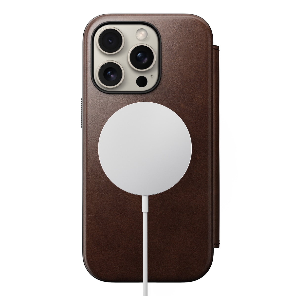 iPhone 16 Pro Skinnetui MagSafe - Modern Horween Leather Folio Rustic Brown