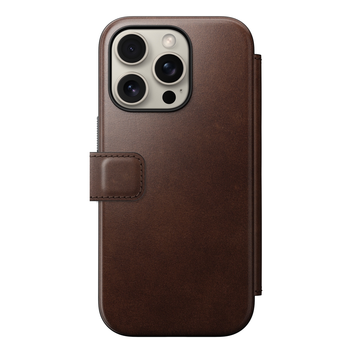 iPhone 16 Pro Skinnetui MagSafe - Modern Horween Leather Folio Rustic Brown