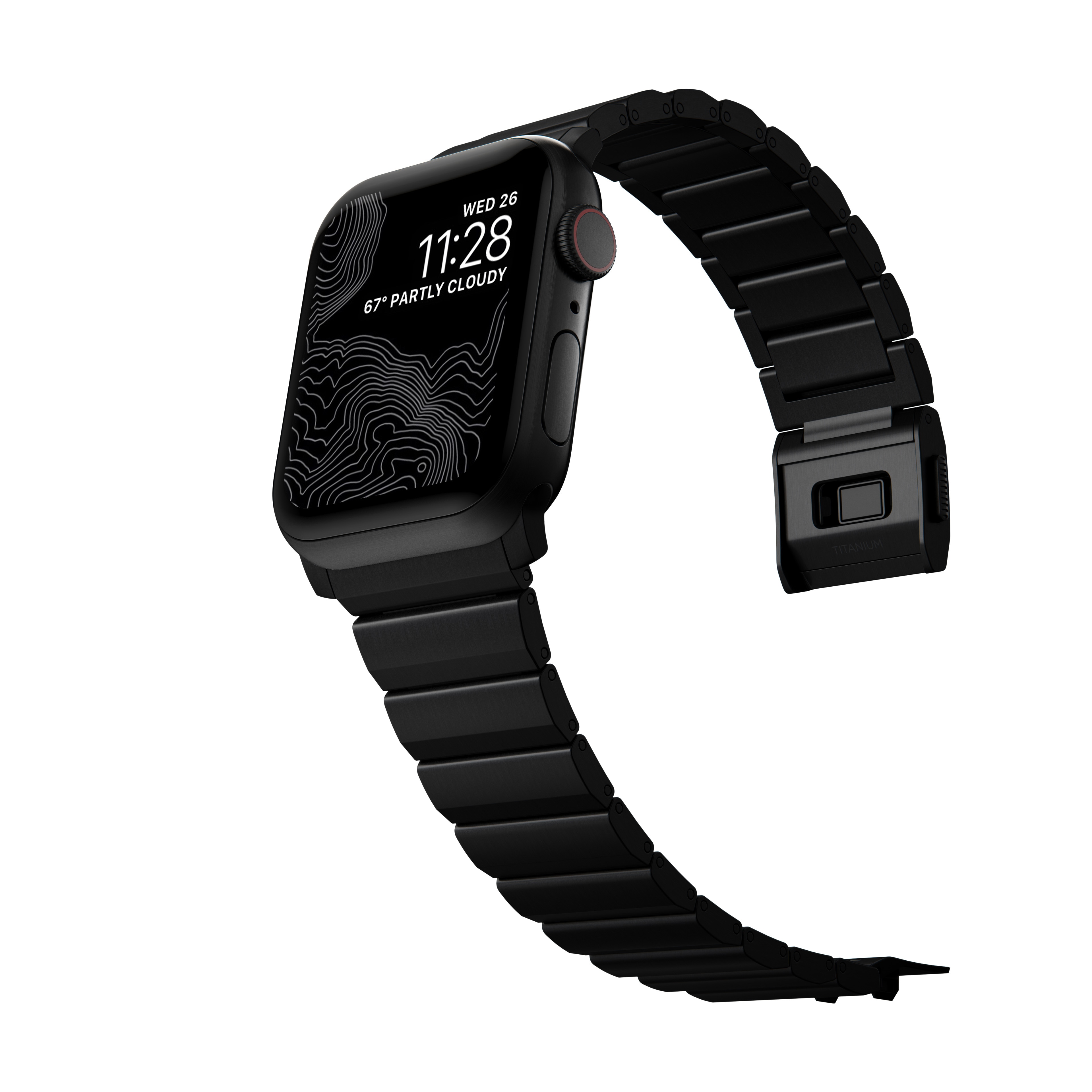 Apple Watch Series 1-3 42mm Titanium reim, Svart