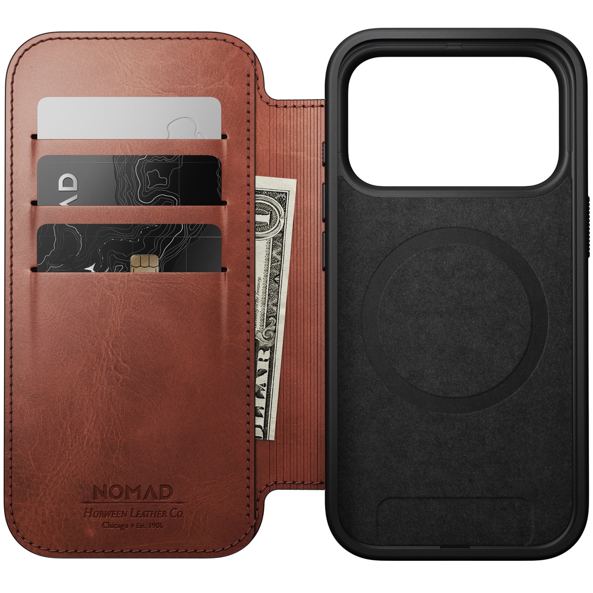 iPhone 17 Pro Skinnetui MagSafe - Modern Horween Leather Folio Olde Dublin