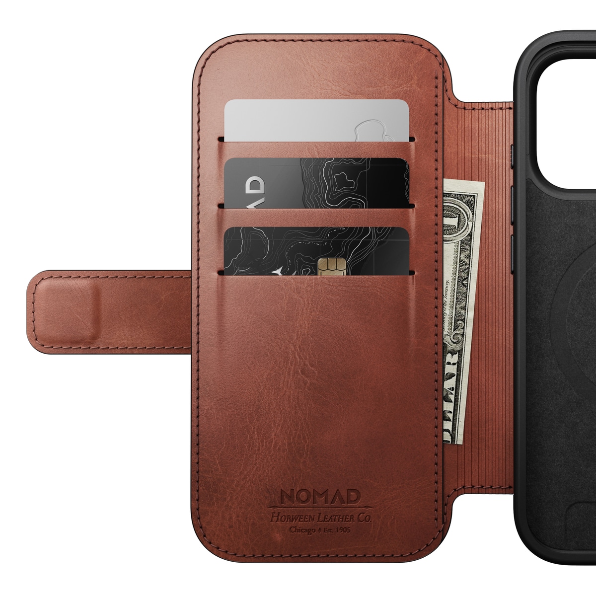 iPhone 17 Pro Skinnetui MagSafe - Modern Horween Leather Folio Olde Dublin