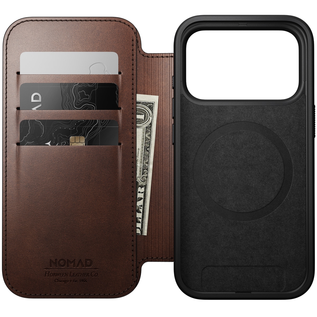 iPhone 17 Pro Skinnetui MagSafe - Modern Horween Leather Folio Rustic Brown