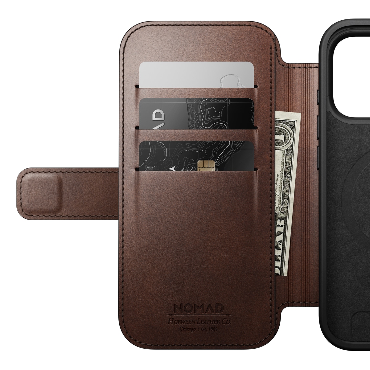 iPhone 17 Pro Skinnetui MagSafe - Modern Horween Leather Folio Rustic Brown