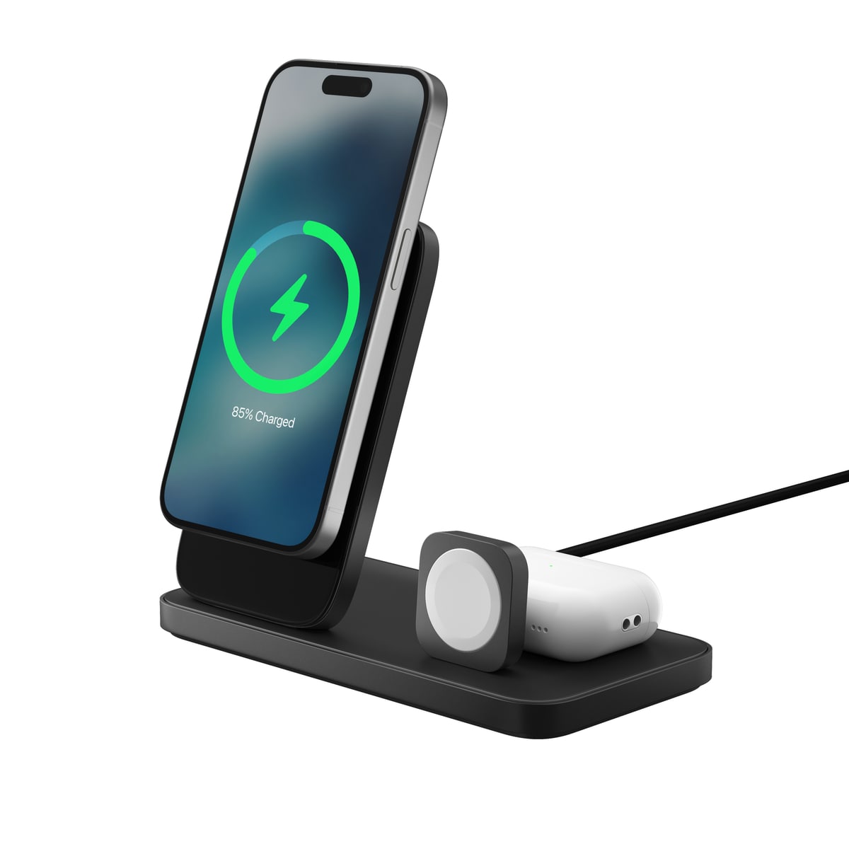 Ladestasjon Stand One Max 3-i-1 Qi2 MagSafe, Carbide