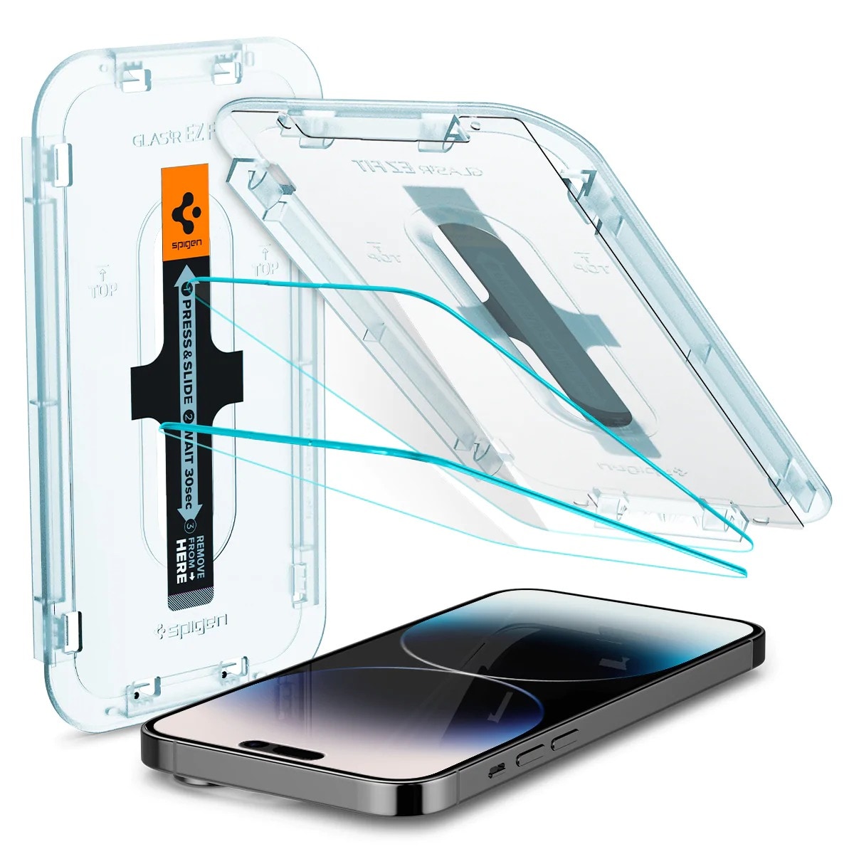iPhone 14 Pro Skjermbeskytter med monteringsramme (2-pack) GLAS.tR EZ Fit