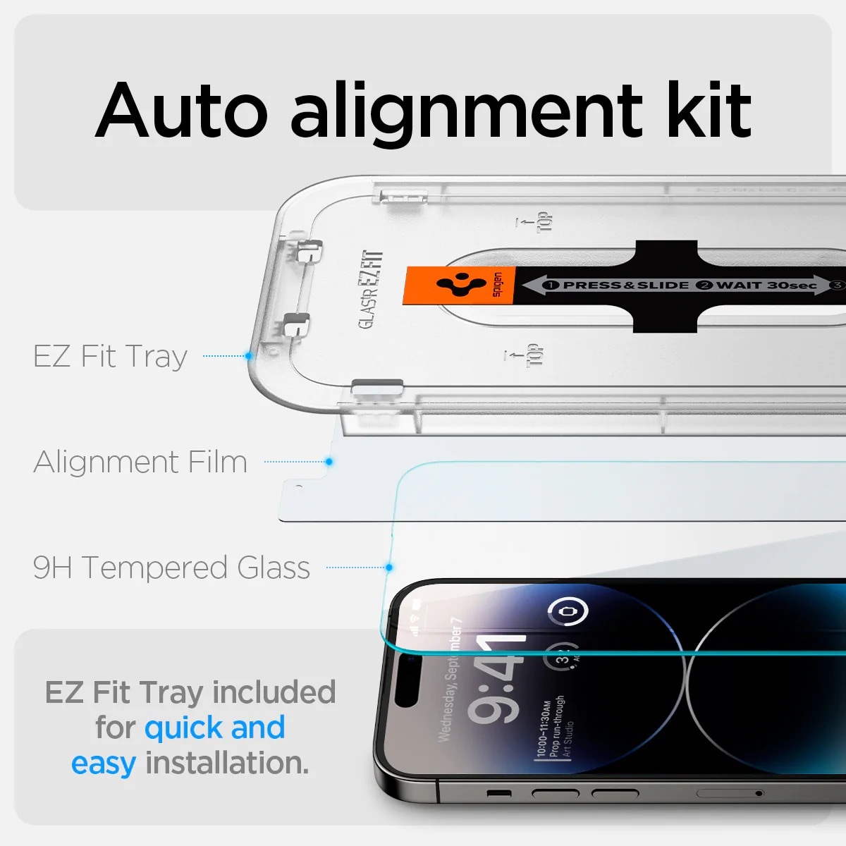 iPhone 14 Pro Skjermbeskytter med monteringsramme (2-pack) GLAS.tR EZ Fit