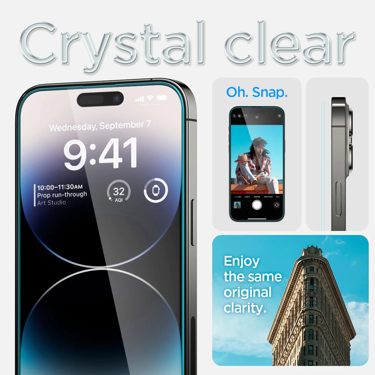 iPhone 14 Pro Skjermbeskytter med monteringsramme (2-pack) GLAS.tR EZ Fit