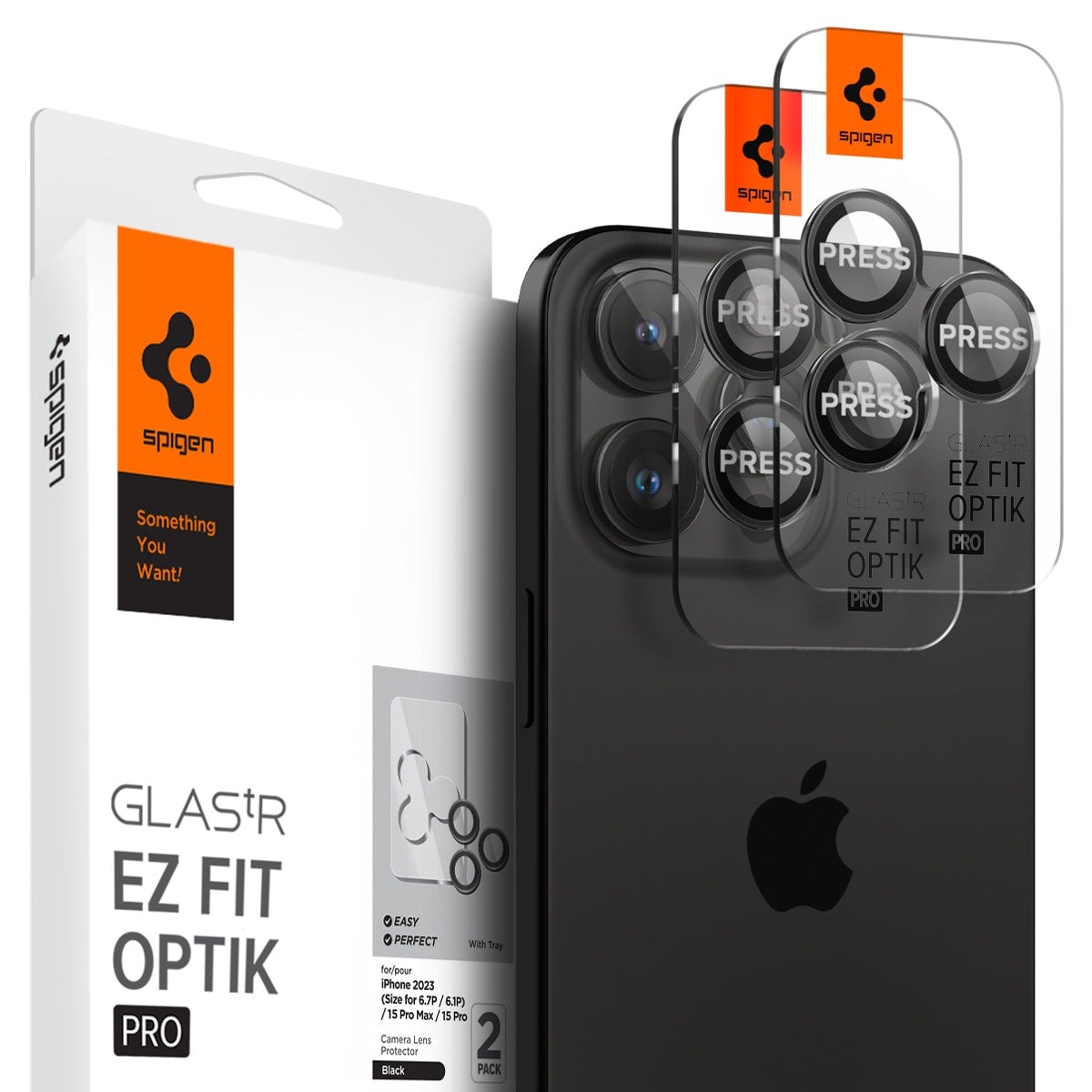 iPhone 15 Pro EZ Fit Linsebeskytter (2-pack), Gjennomsiktig