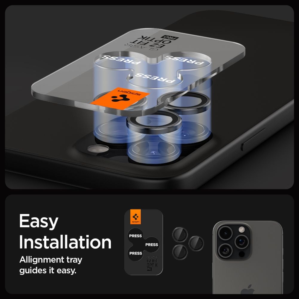 iPhone 16 Pro EZ Fit Linsebeskytter (2-pack), Svart