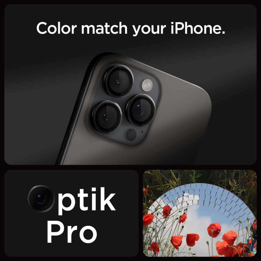 iPhone 16 Pro EZ Fit Linsebeskytter (2-pack), Svart