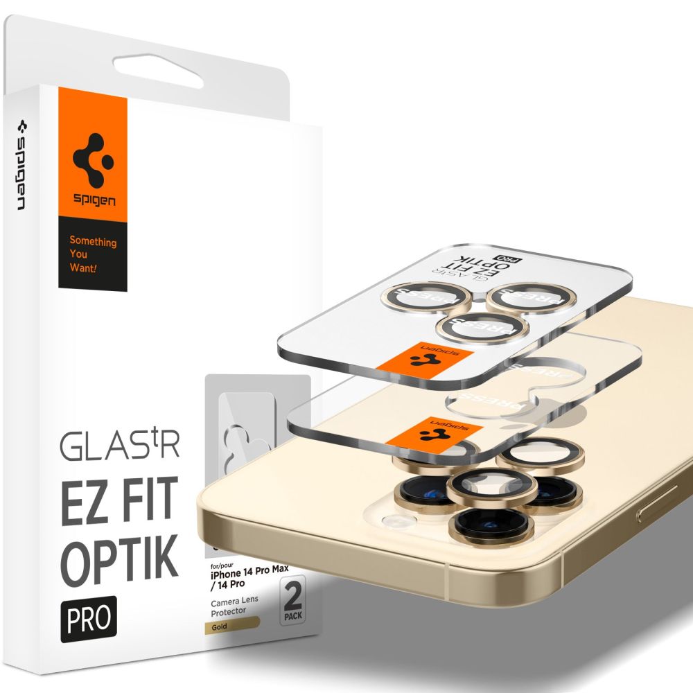 iPhone 14 Pro Max EZ Fit Linsebeskytter (2-pack), Gull