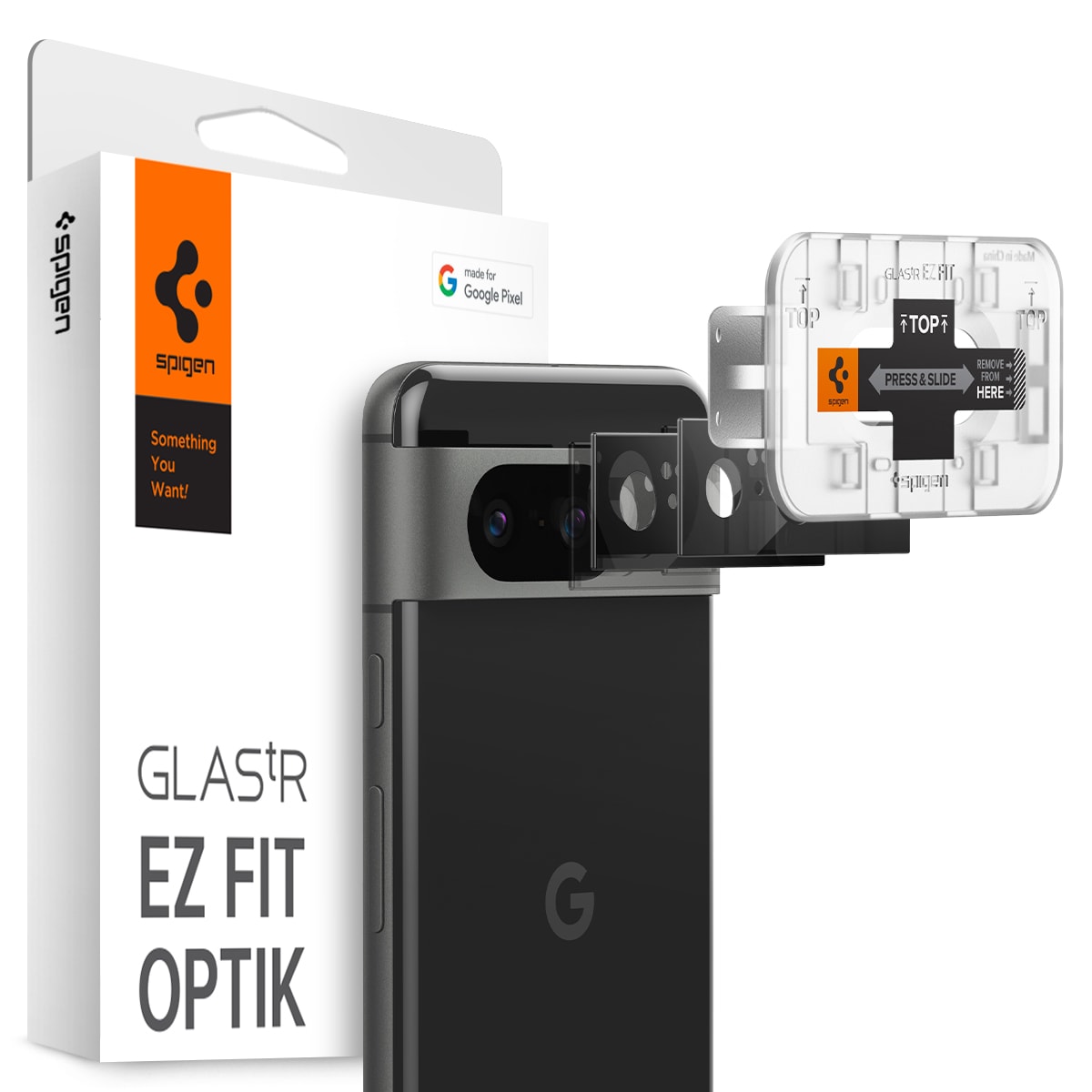Google Pixel 8 EZ Fit Linsebeskytter (2-pack), Svart