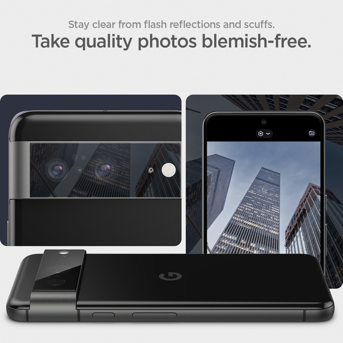 Google Pixel 8 EZ Fit Linsebeskytter (2-pack), Svart