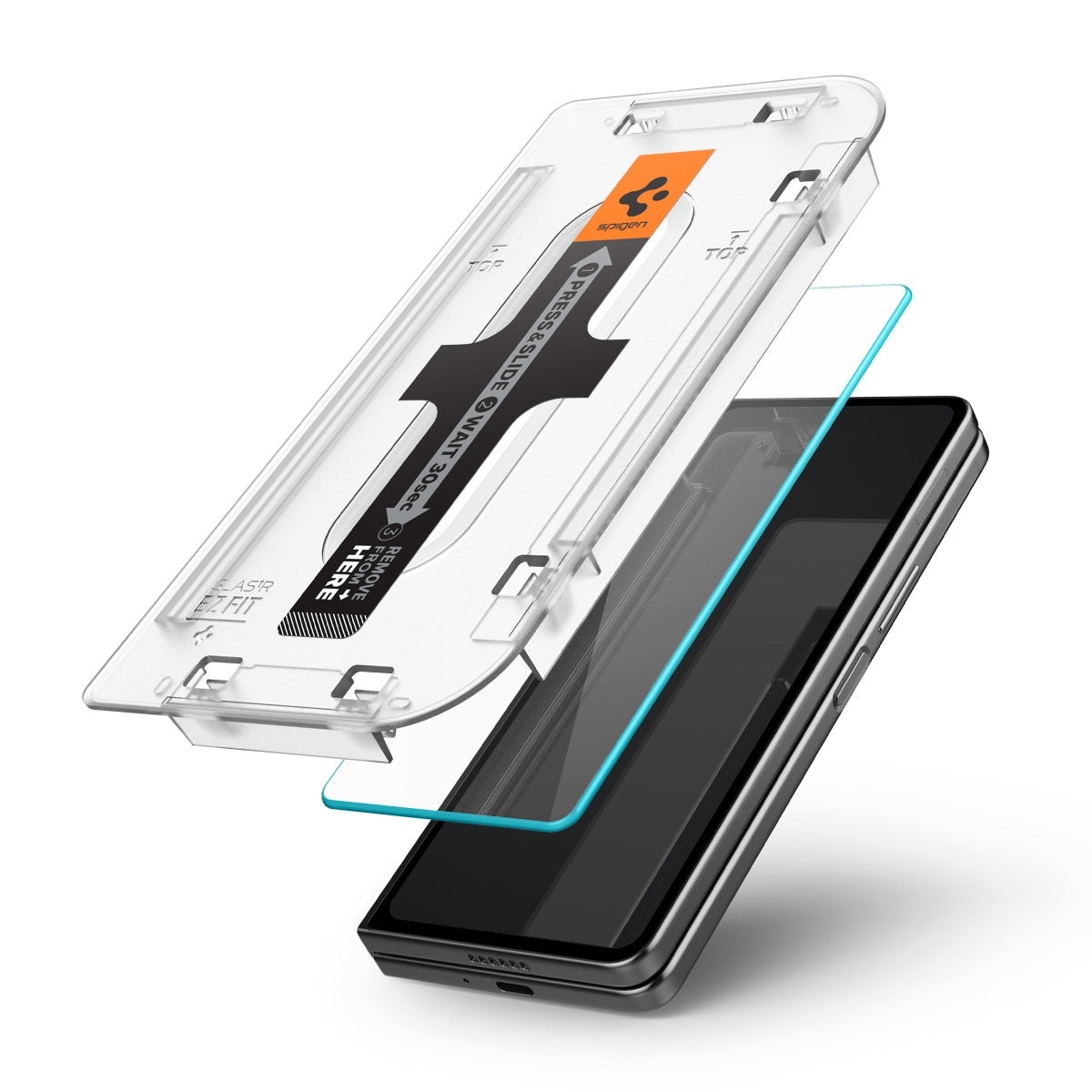 Samsung Galaxy Z Fold 5 Ytterskjermbeskytter med monteringsramme (2-pack) GLAS.tR EZ Fit