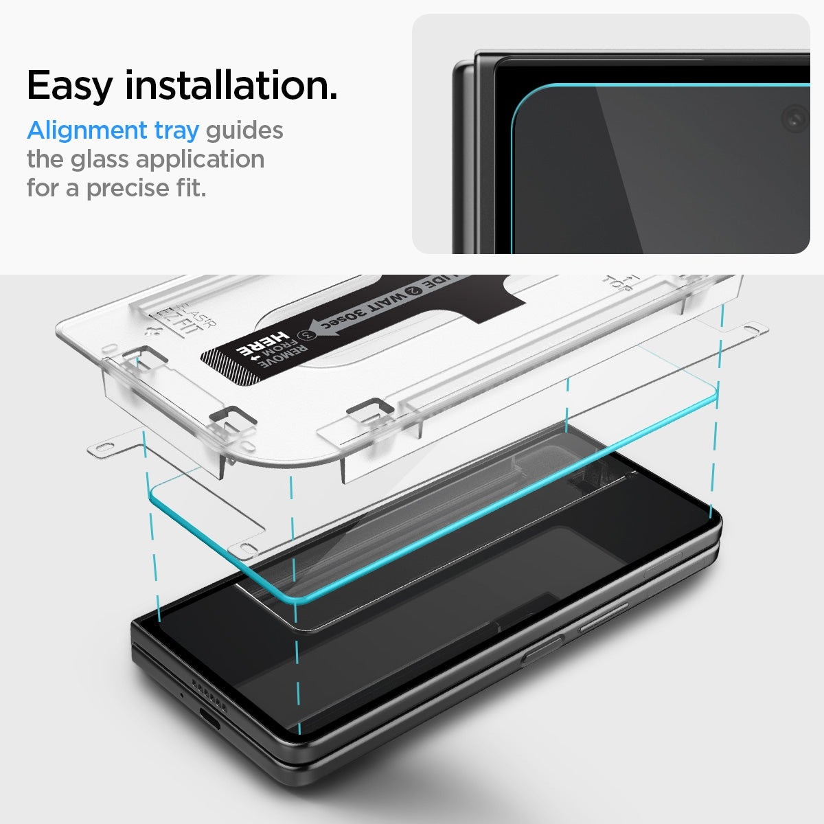 Samsung Galaxy Z Fold 5 Ytterskjermbeskytter med monteringsramme (2-pack) GLAS.tR EZ Fit