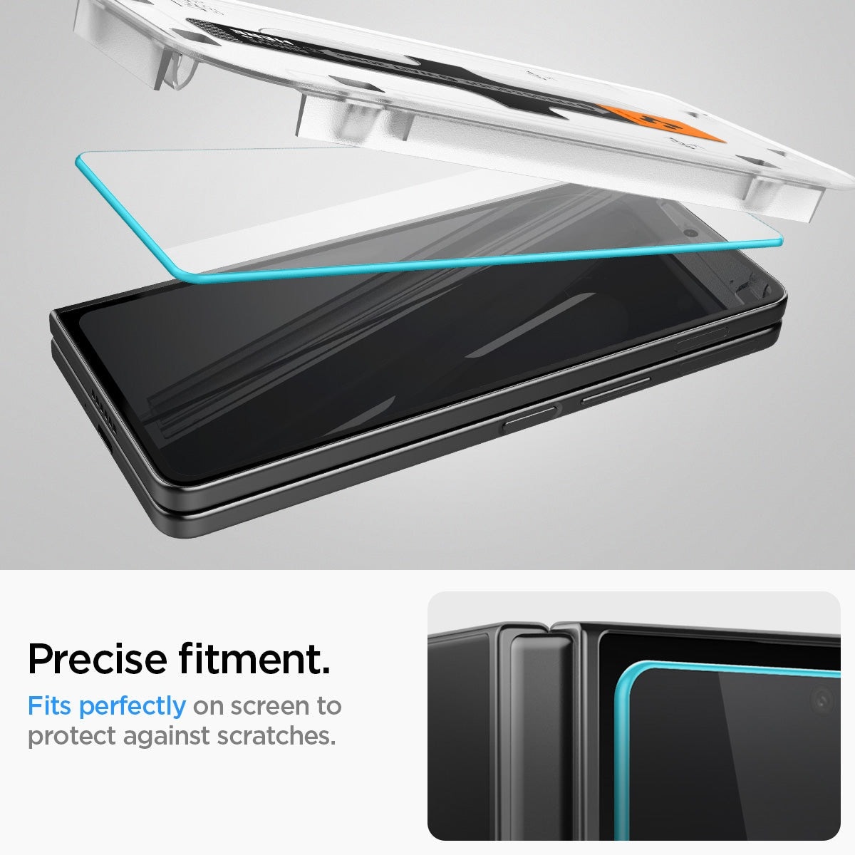 Samsung Galaxy Z Fold 5 Ytterskjermbeskytter med monteringsramme (2-pack) GLAS.tR EZ Fit