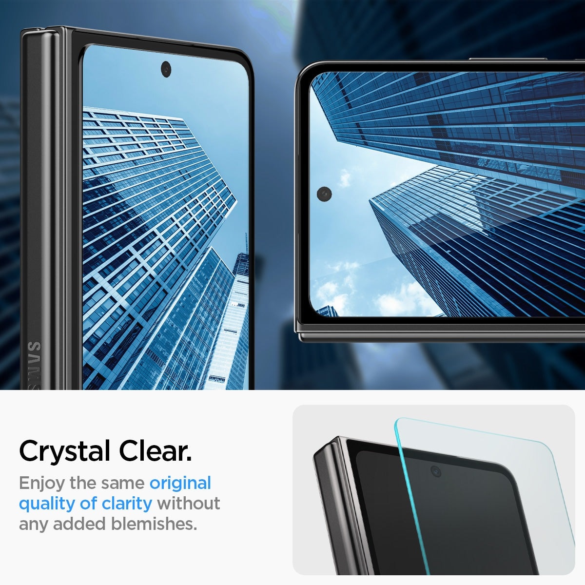 Samsung Galaxy Z Fold 5 Ytterskjermbeskytter med monteringsramme (2-pack) GLAS.tR EZ Fit