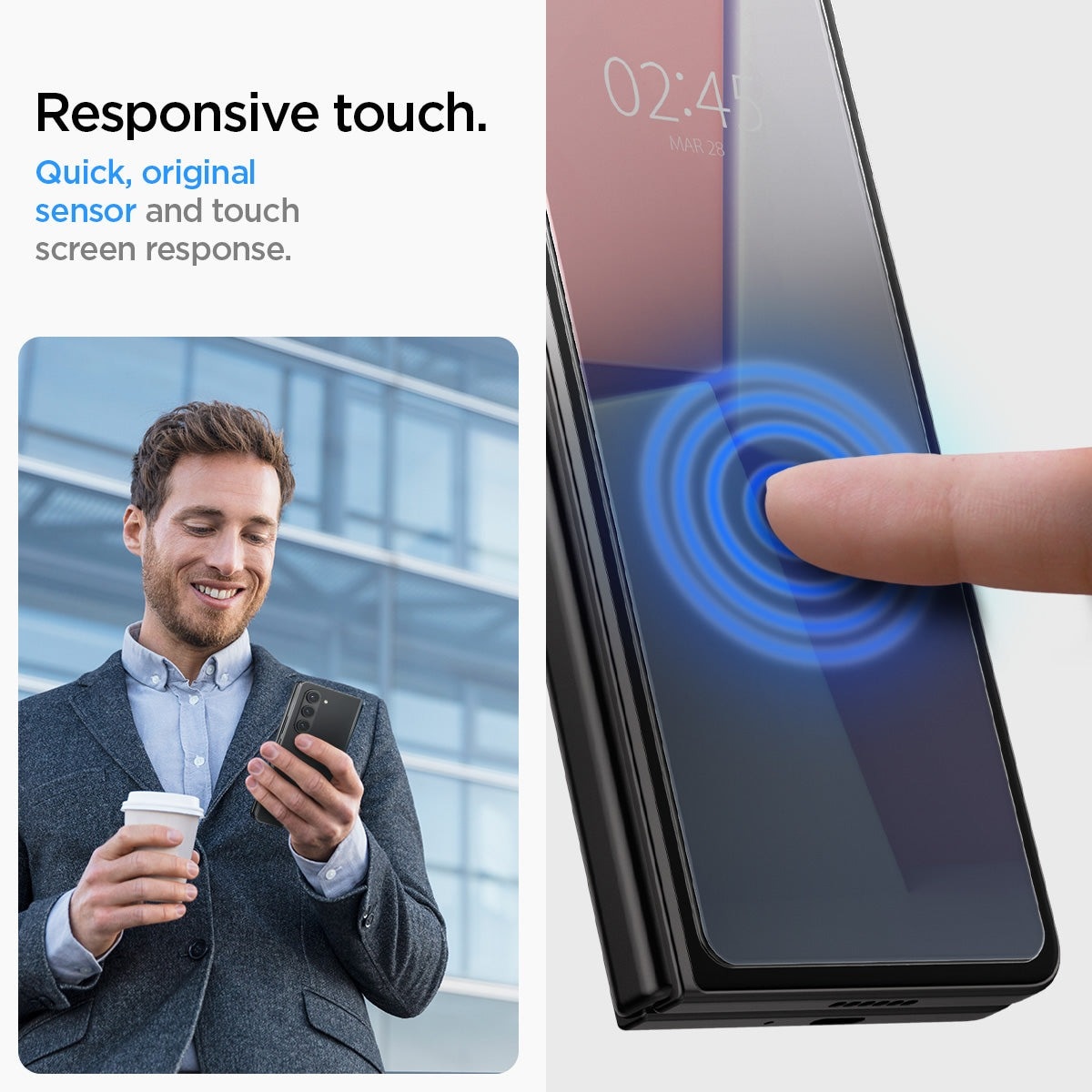 Samsung Galaxy Z Fold 5 Ytterskjermbeskytter med monteringsramme (2-pack) GLAS.tR EZ Fit