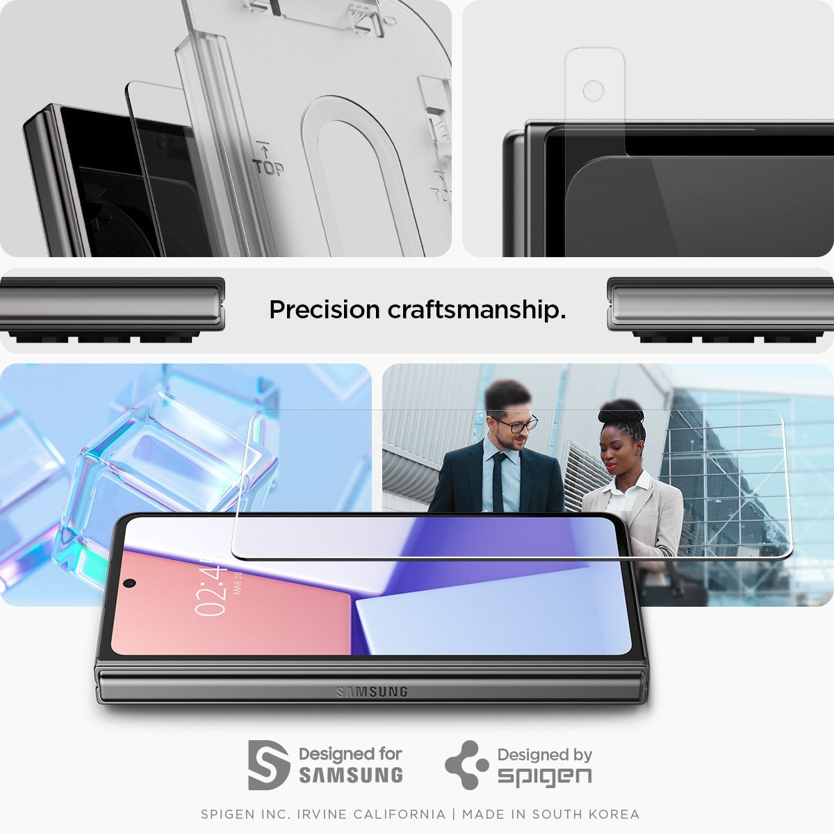 Samsung Galaxy Z Fold 5 Ytterskjermbeskytter med monteringsramme (2-pack) GLAS.tR EZ Fit