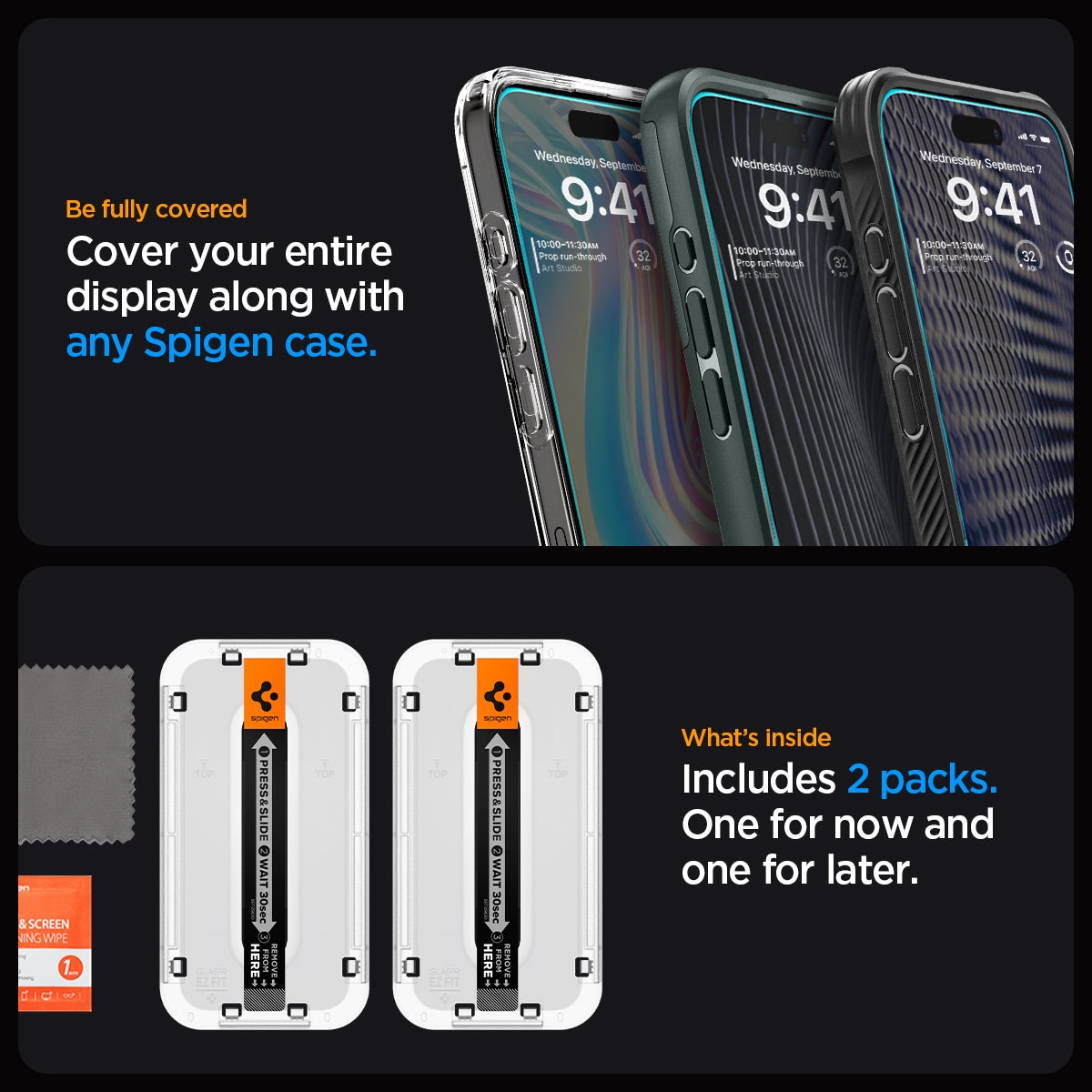 iPhone 15 Pro Max Skjermbeskytter med monteringsramme (2-pack) GLAS.tR EZ Fit