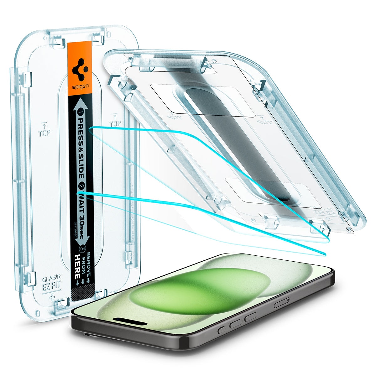 iPhone 15 Plus Skjermbeskytter med monteringsramme (2-pack) GLAS.tR EZ Fit